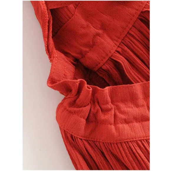 Backless Babydoll Short Dress in Burnt Orange - Picture 6 of 16